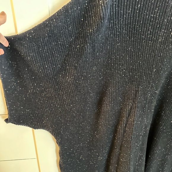 J Jill OS speckled blue oversized oblong crew neck short sleeve woman sweater - Picture 9 of 10